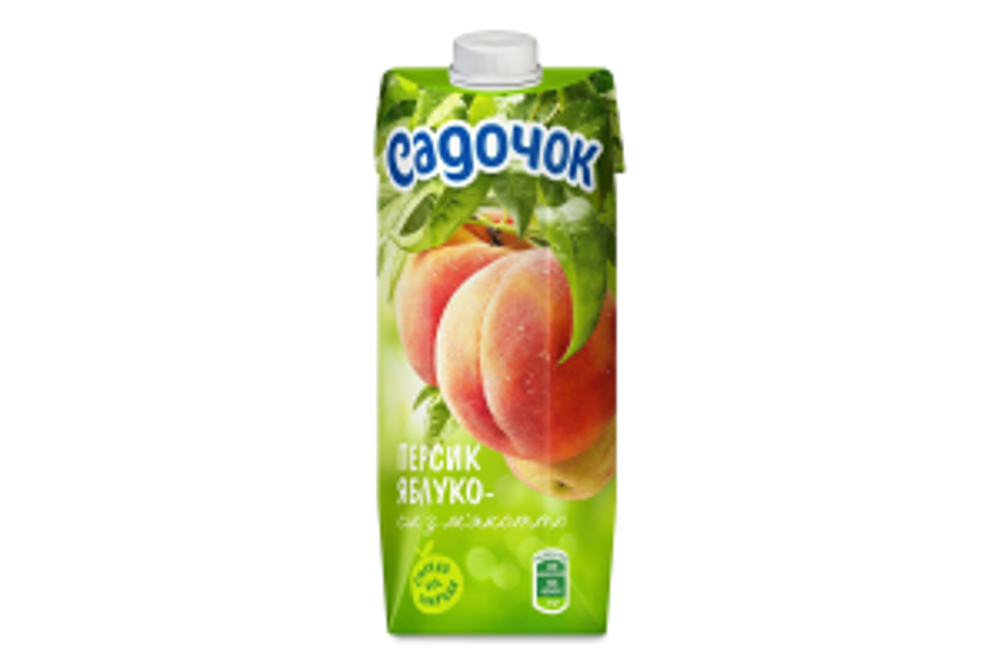 Сік з м'якот Персик-Яблуко Садочок 500мл