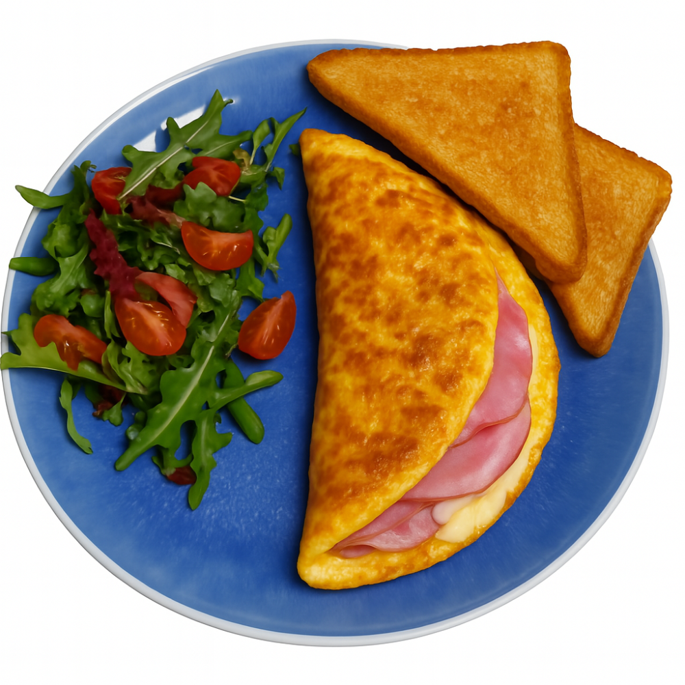 Французький омлет з шинкою та моцарелою / Omelet with ham and mozzarella