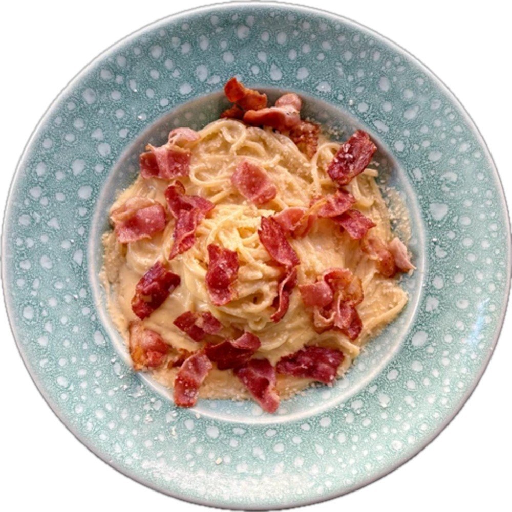Спагетті в сирному соусі з беконом / Spaghetti with cheese and bacon