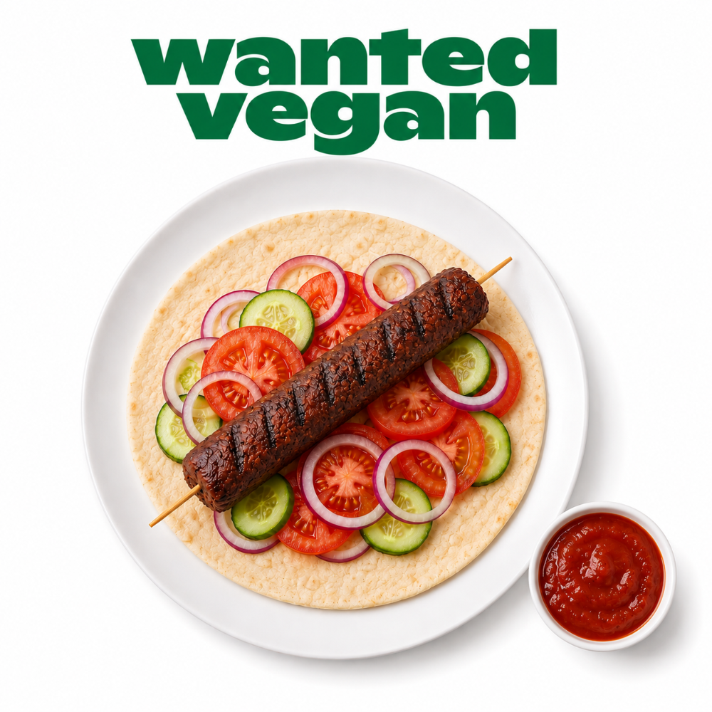 Кебаб веганський у тортильї з соусом / ﻿Grilled vegan kebab with tortilla
