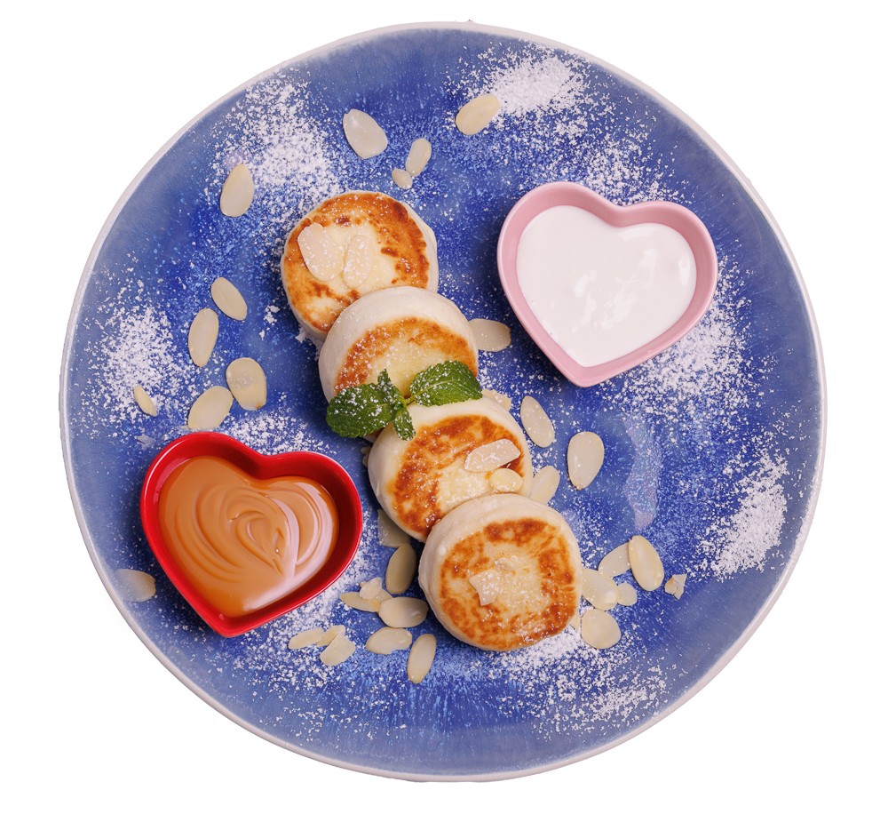 Сирники з карамеллю та йогуртом / Cheese pancake with caramel