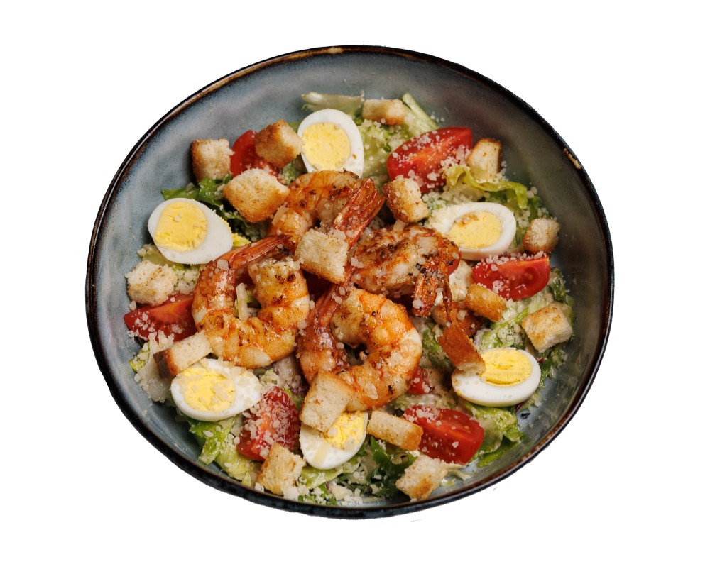 Салат Цезар з креветками / Caesar with tiger prawns 