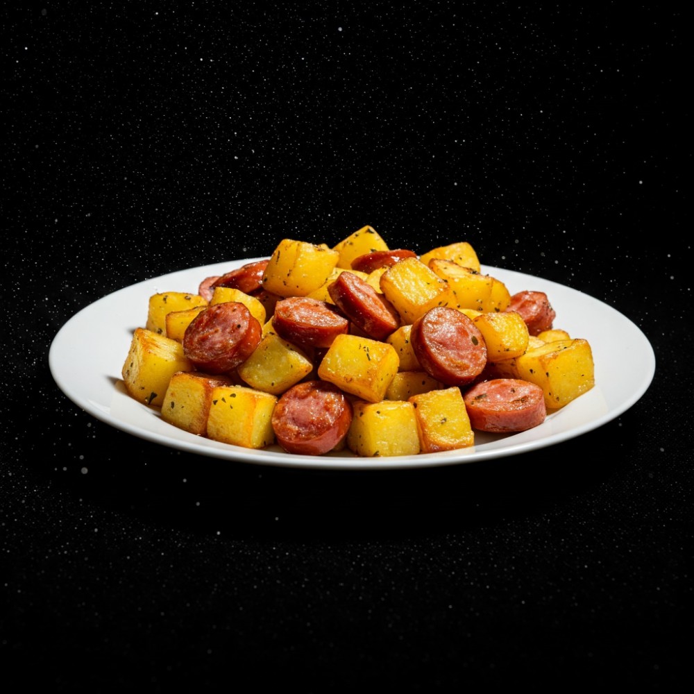 Картопля запечена з ковбасками