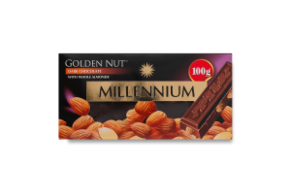 Шоколад чорний з цілим мигдалем Golden Nut Millennium к/у 100г