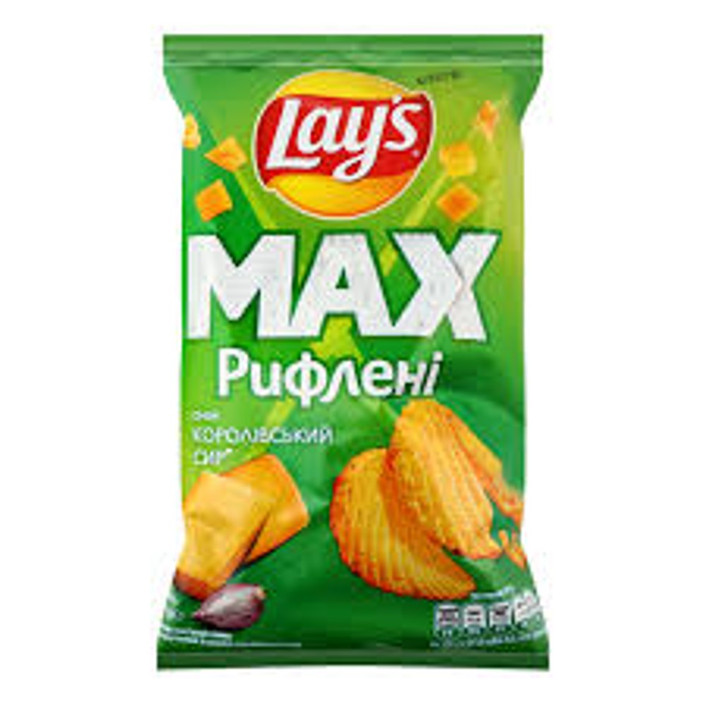 Чіпси картопляні рифлені Max королівський сир Lay's 120г