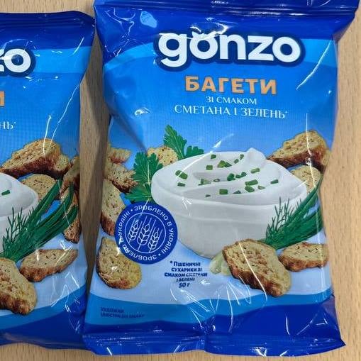 Сухарики пшеничні (багети) сметана і зелень Gonzo, 50г