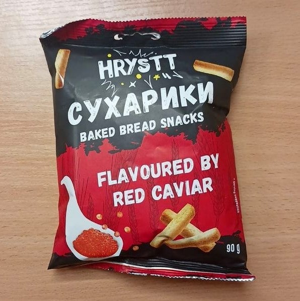 ТМ HRYSTT Сухарики пшенично-житні зі смаком ЧЕРВОНОЇ ІКРИ (Юніон) 90г
