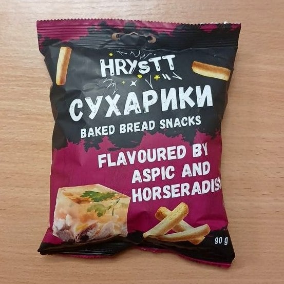 ТМ HRYSTT Сухарики пшенично-житні зі смаком ХОЛОДЦЮ ТА ХРІНУ (Юніон) 90г