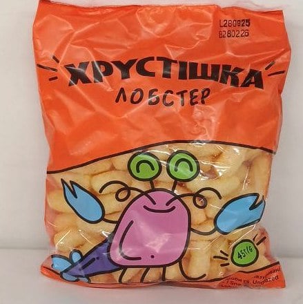 Кукурудзяні палички ХРУСТИШКА зі смаком лобстера (Павловський) 45г