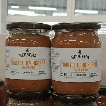 Консерва Паштет печінковий зі свининою у влас.соку Вербена (Павловський,1234), 0.5кг