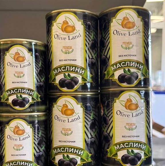 Маслини OLIVE LAND без кісточки з/б, (Мега,Леша Pringles), 425г