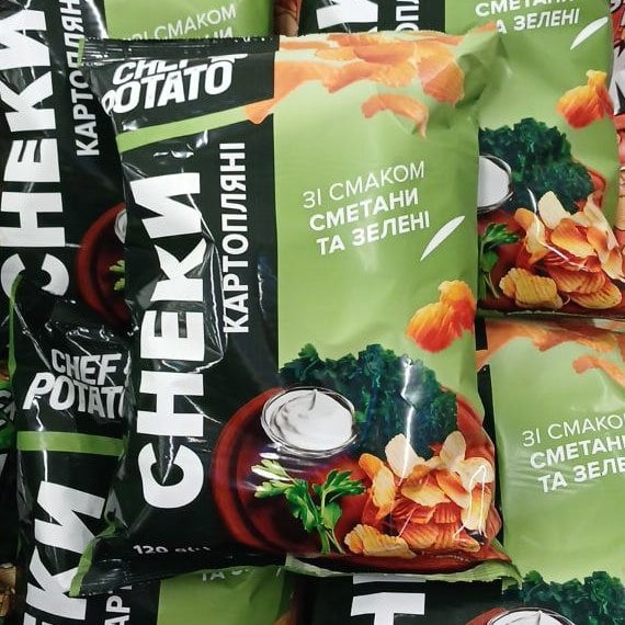 Снеки картопляні, Сметана зелень ТМ CHEF POTATO, (Ан Снек) 120г