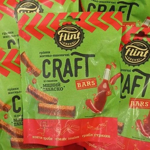Грінки Flint зі смаком Міцний табаско (До бочкового), 80г