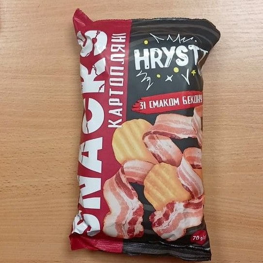 ТМ HRYSTT Снеки картопляні зі смаком БЕКОНУ (Юніон) 70г