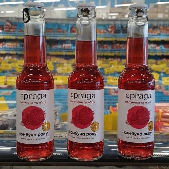 Spraga, Напій Комбуча Полуниця м'ята скло (ЗДМ), 250мл