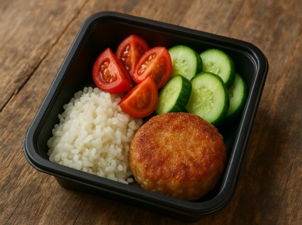 Lunch Box 1 (chicken cutlet, boiled rice, salad) - Ланч-бокс 1 (куриная котлета, отварной рис, салат)