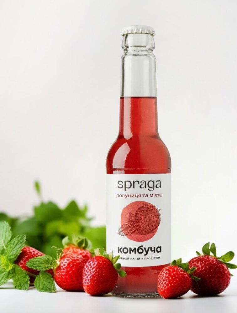 Напій б/а Комбуча(полуниця-мʼята)