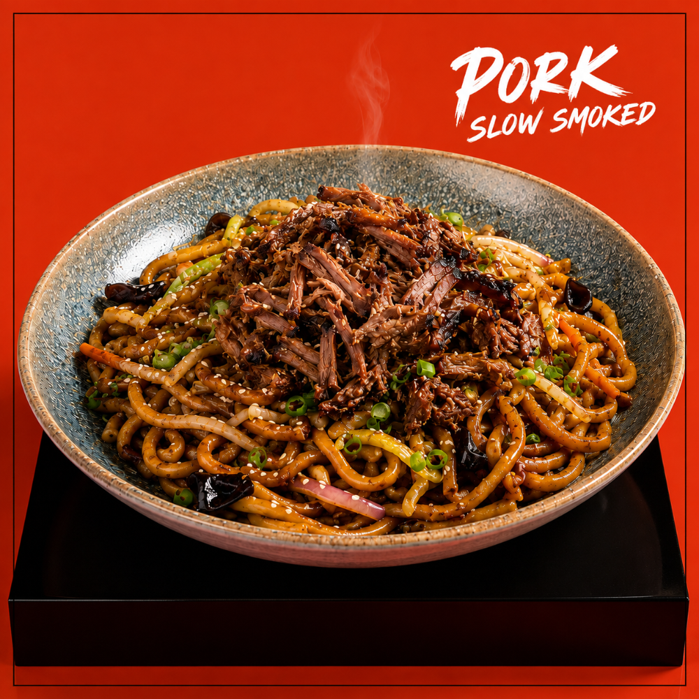 ატრია აწეწილი ღორის ხორცით / Noodles with pulled pork