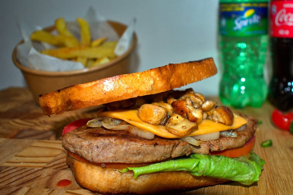 STEAK CHEESE MUSHROOM BURGER