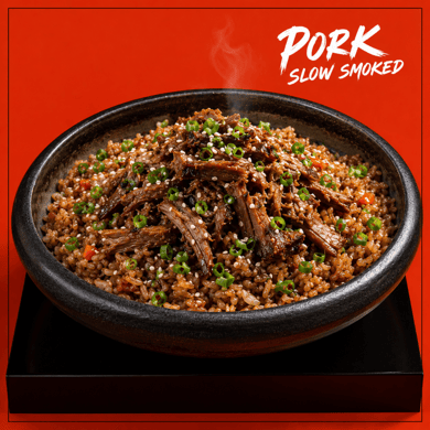 ბრინჯი აწეწილი ღორის ხორცით / Rice with Pulled Pork