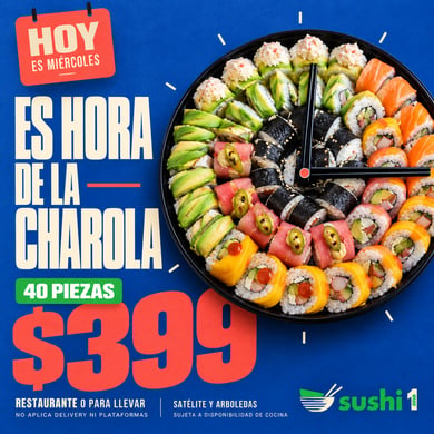 Charola 40 Piezas a $399 SOLO MIÉRCOLES